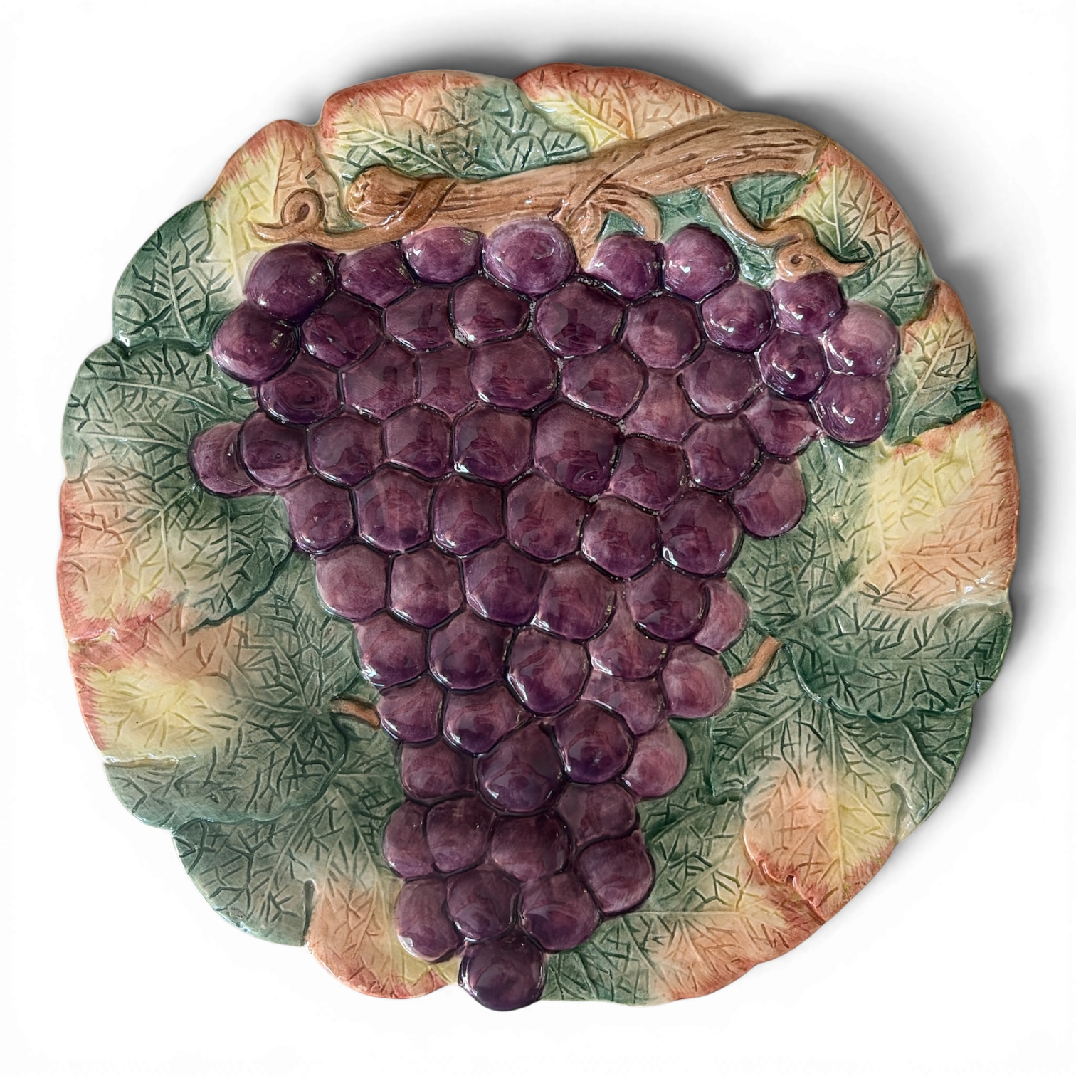 Vintage Fitz and Floyd “Grape Arbor” Majolica Plate – Dog & Pony Show