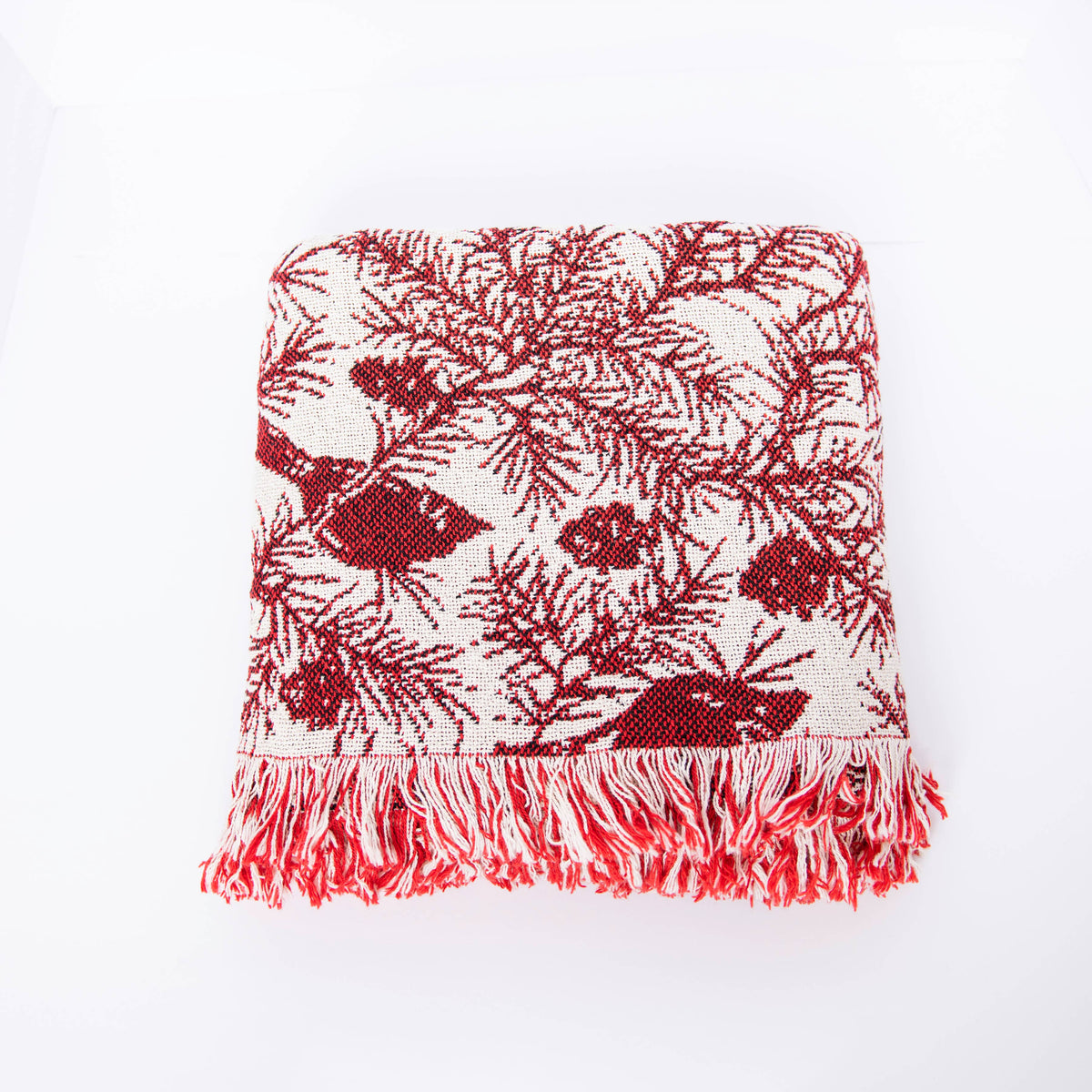 CHERIE Christmas Woven Cotton Throw | Cranberry