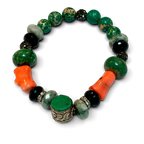 Coral & Jade Beaded Bracelet