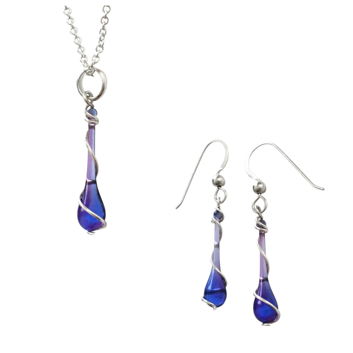 Lyra Pendant Necklace + Earrings Set | Ultraviolet