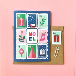 "Noel” Postage Stamp Holiday Card