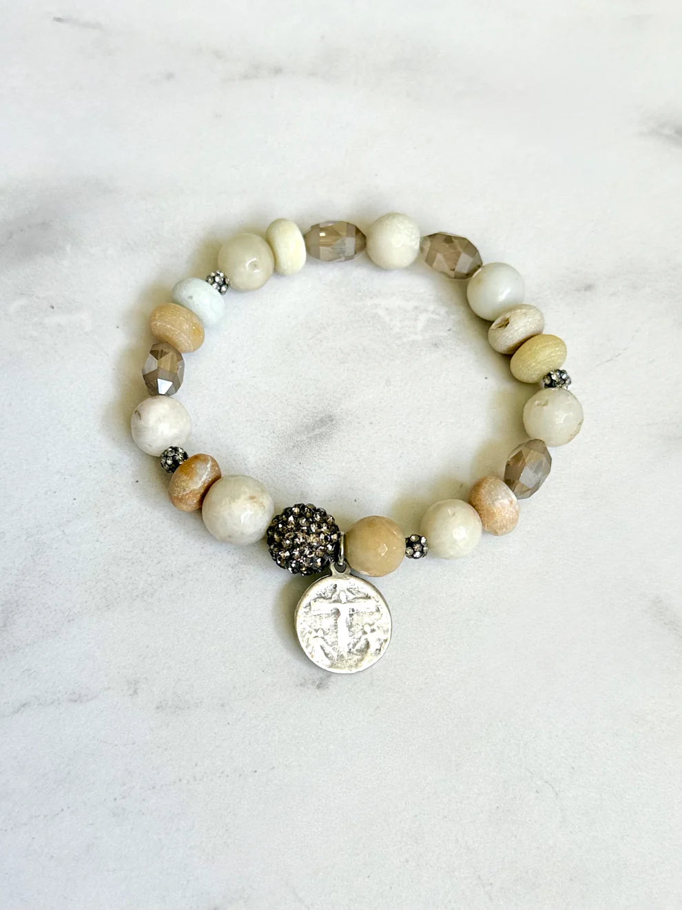 Dragon Skin Jasper w/ Religious Charm Bracelet