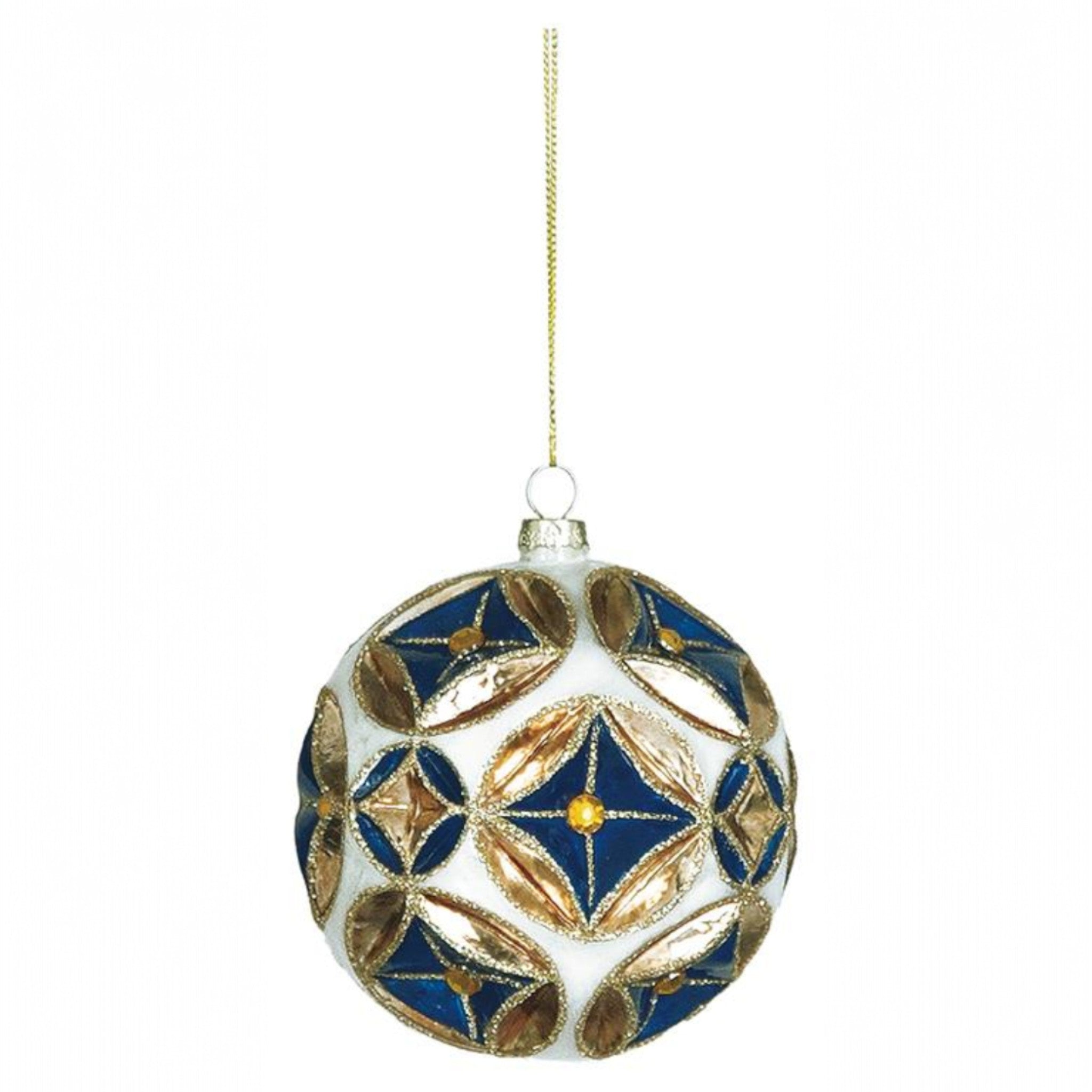 Blue & Gold Gilded Etched Chinoiserie Ornament