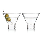 Heavy-Base Stemless Crystal Martini Glasses S/2