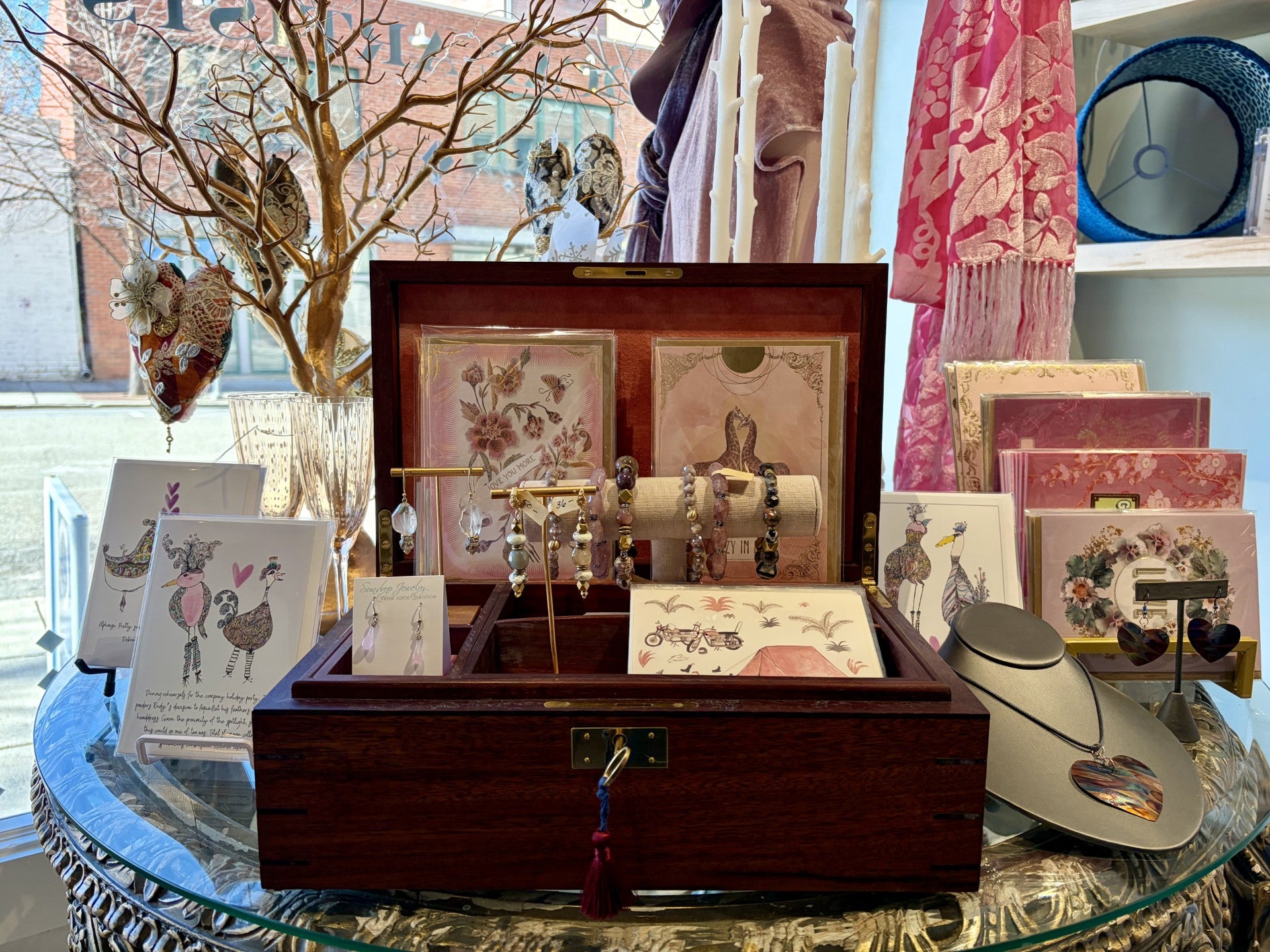 Large Handcrafted Jewelry Box with Tasseled Lock & Key