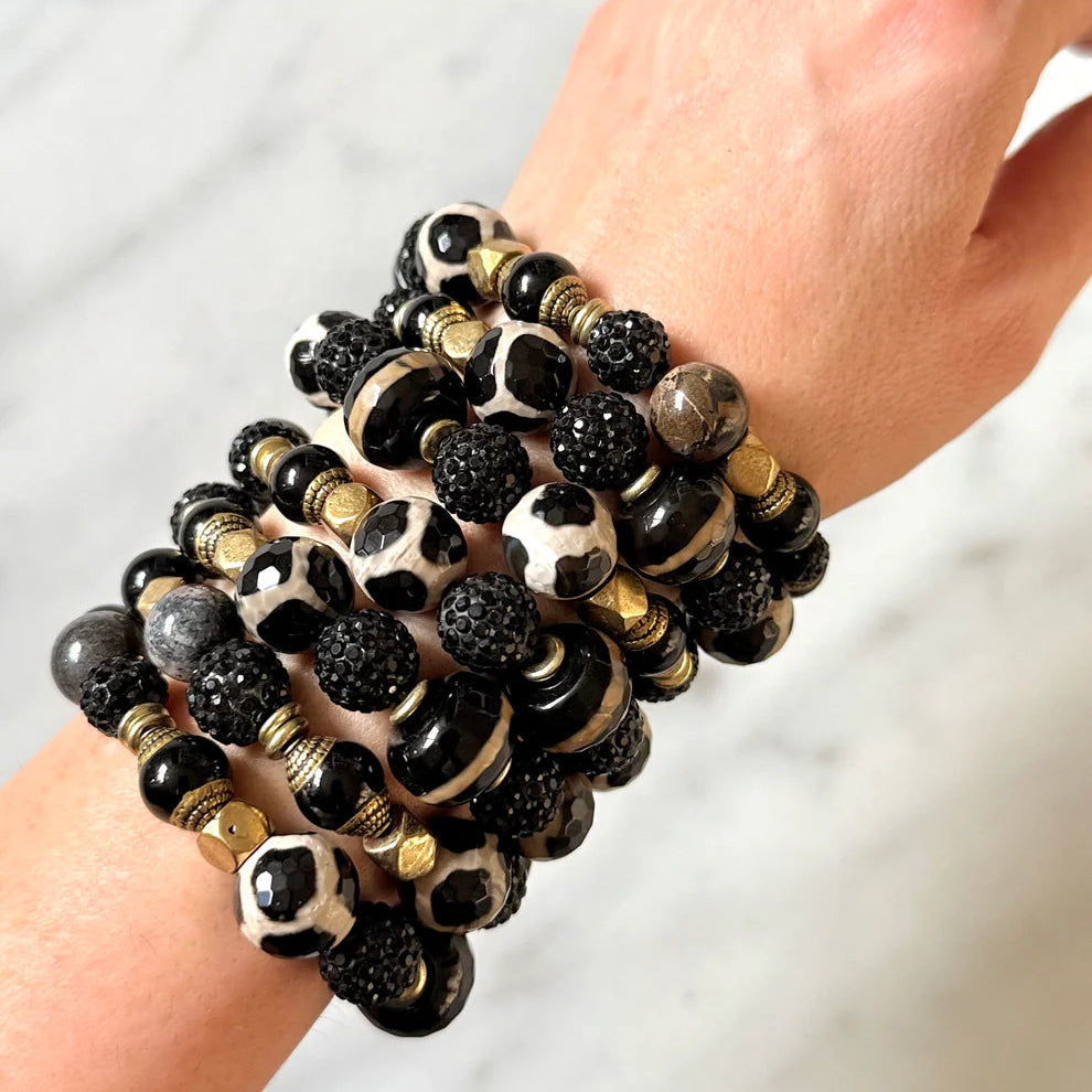 African Trade Bead & Tibetan Jet Bracelet