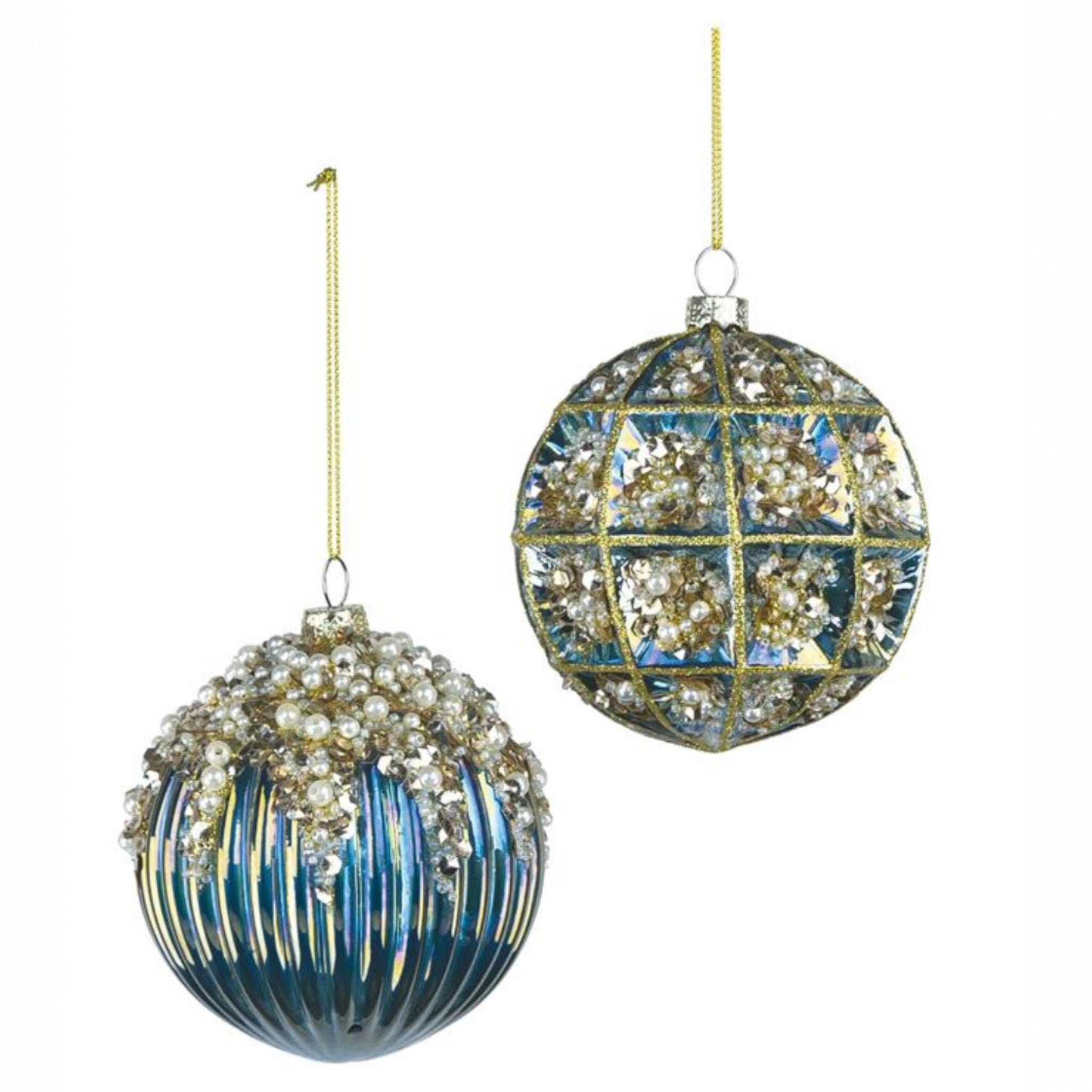 Blue Pearl & Gem Decorated Ornaments | Choice of Design