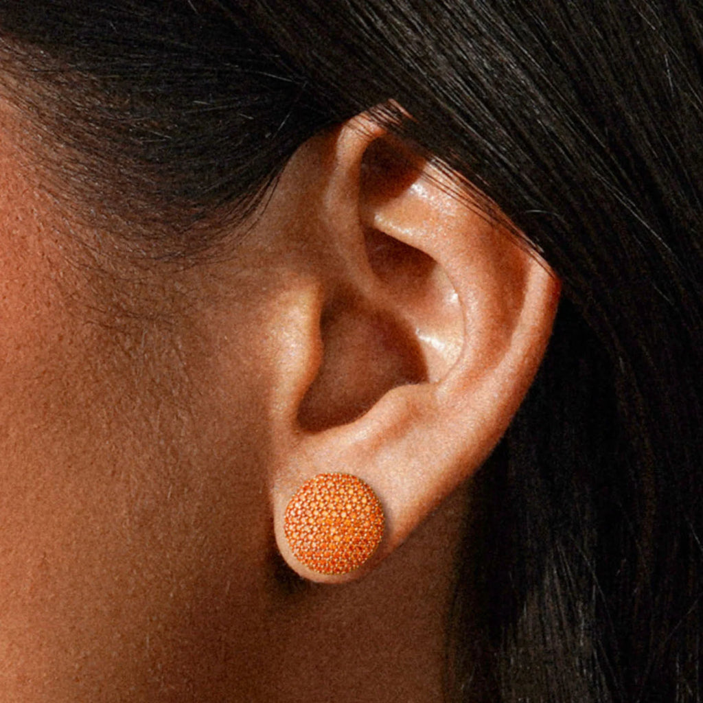 Medium Orange Sphere Stud Earring