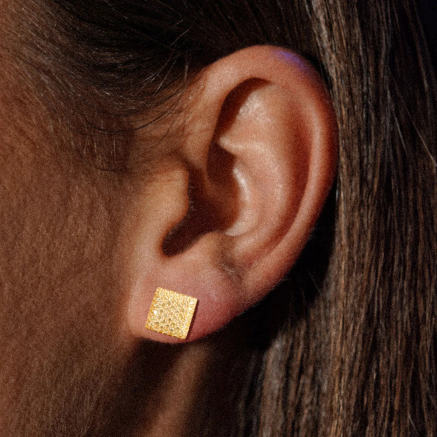Mini Yellow Cube Stud Earring