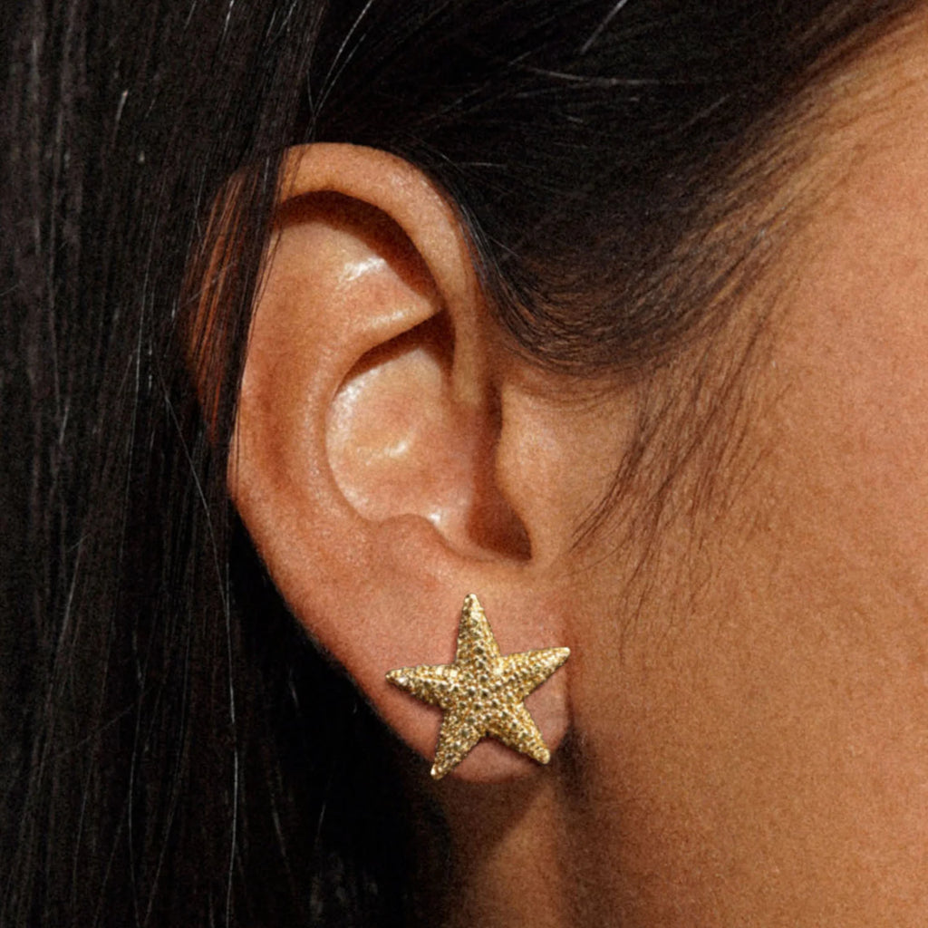 Medium Yellow Star Stud Earring