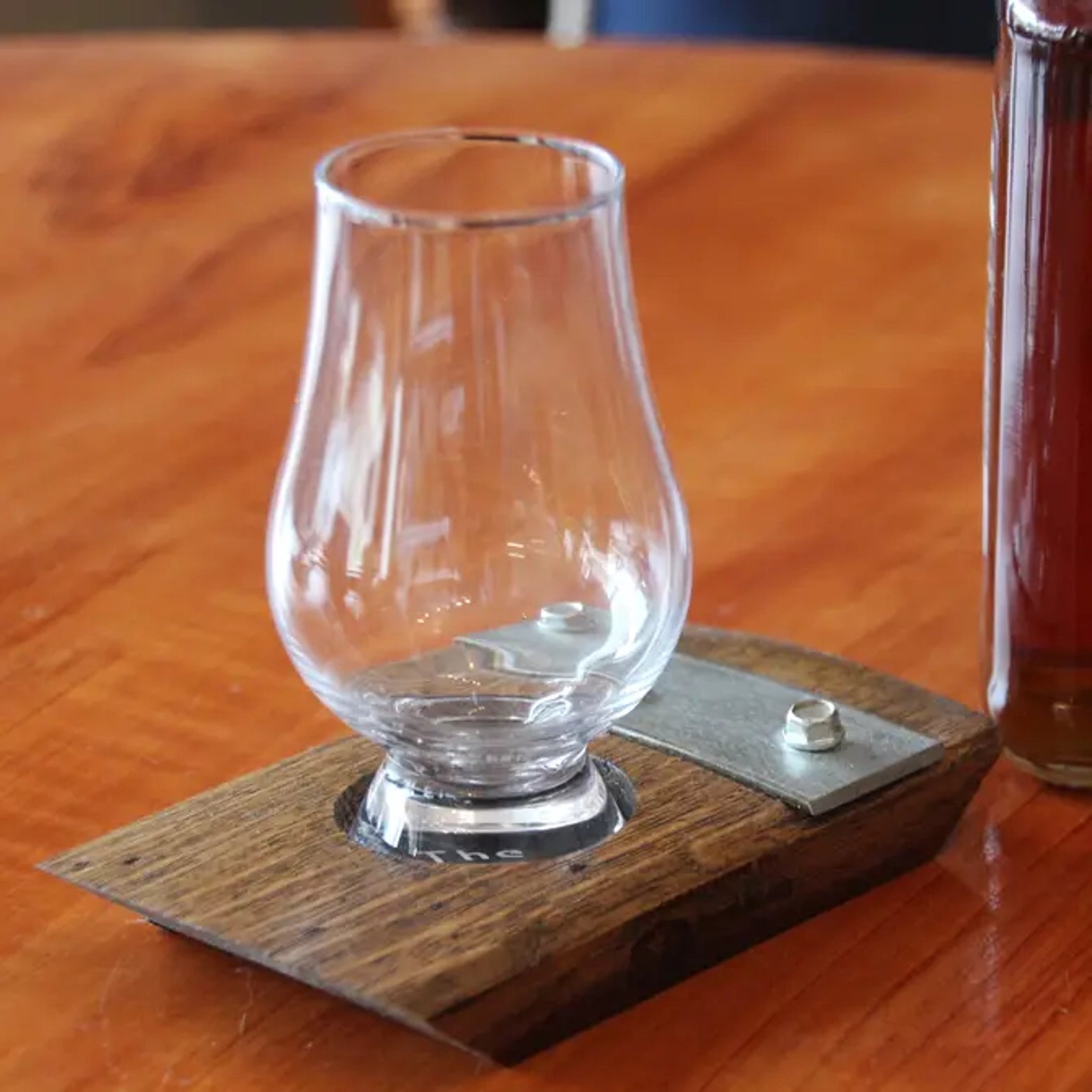 Whiskey Stave Coaster w/ Crystal Glencairn Glass