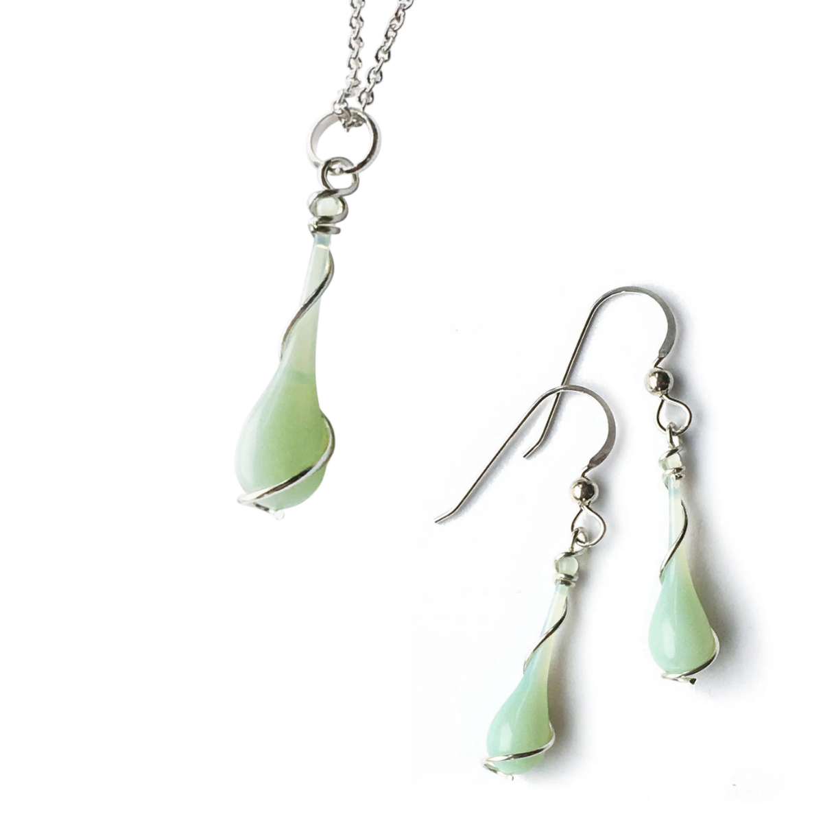 Lyra Pendant Necklace + Earrings Set | Jadeite
