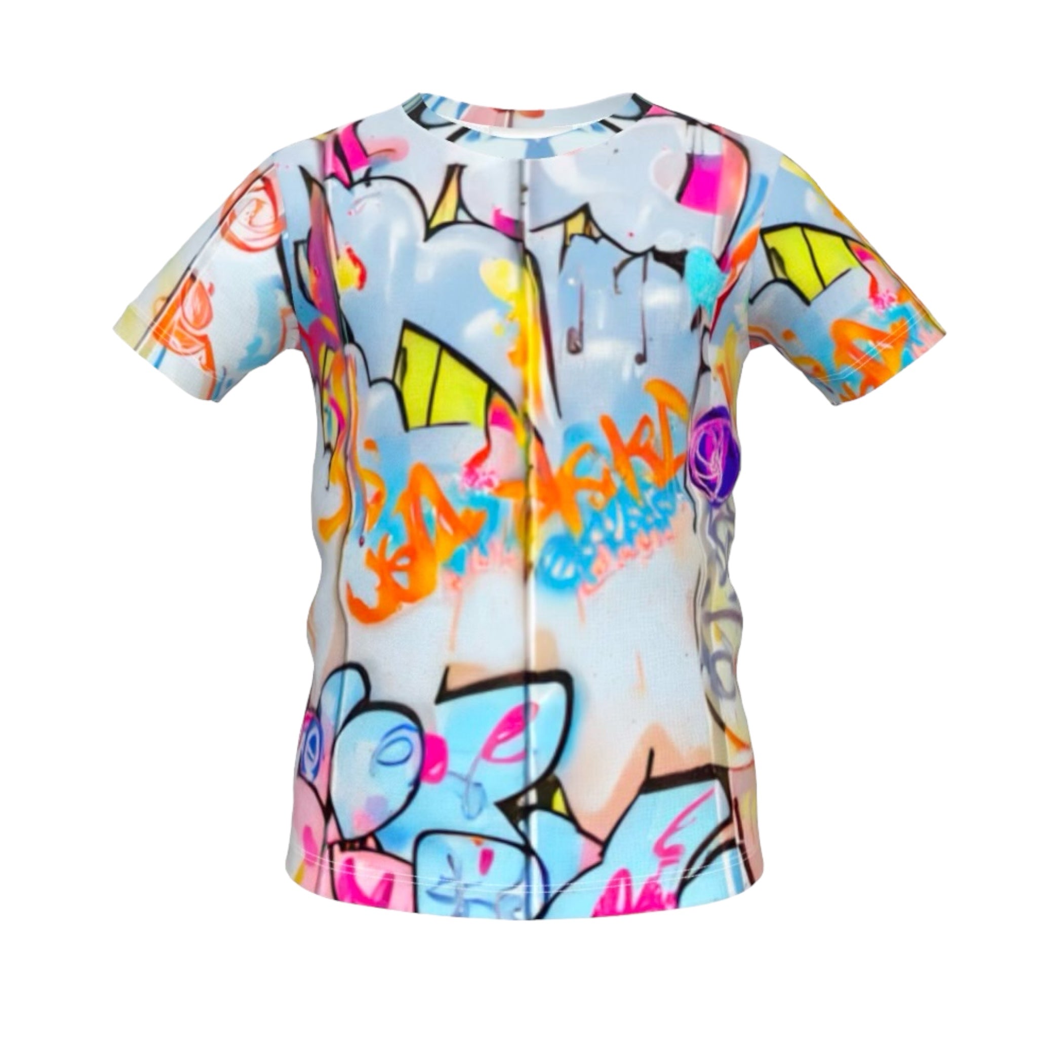 【GLIMCLAP】Graffiti-like design long T Long-sleeve A-line graffiti pattern T-shirt, black | Ulla Popken