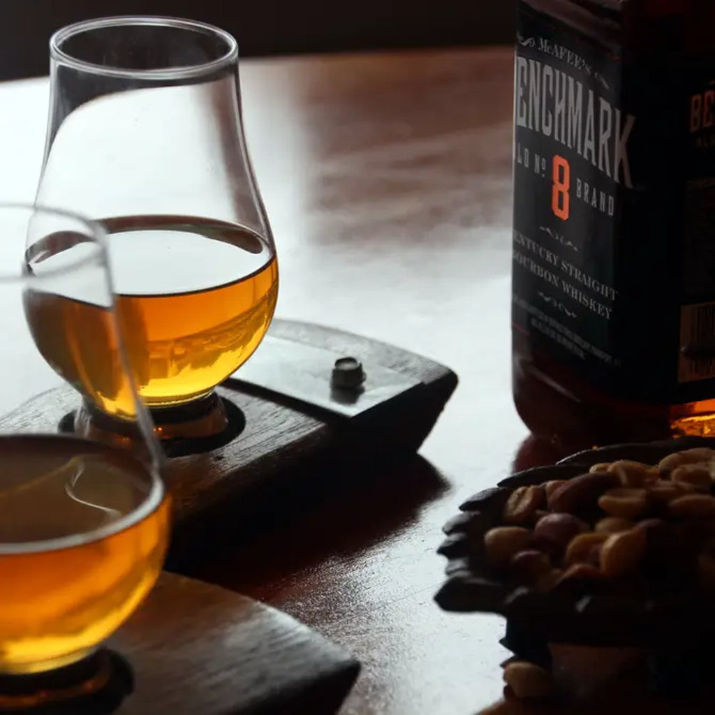 Whiskey Stave Coaster w/ Crystal Glencairn Glass