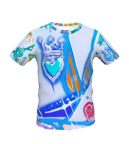 AVL Street Art Blue Queen of Hearts T-Shirt