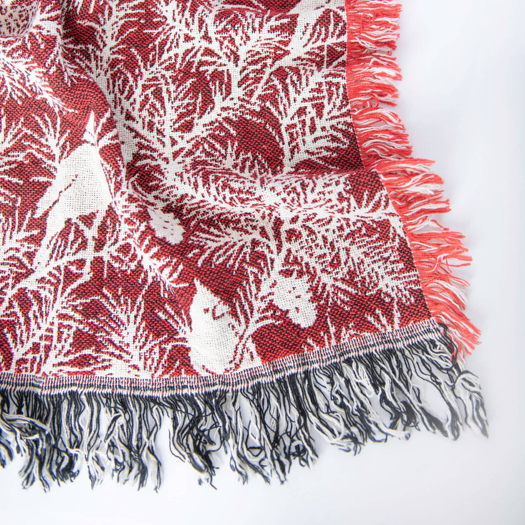 CHERIE Christmas Woven Cotton Throw | Cranberry