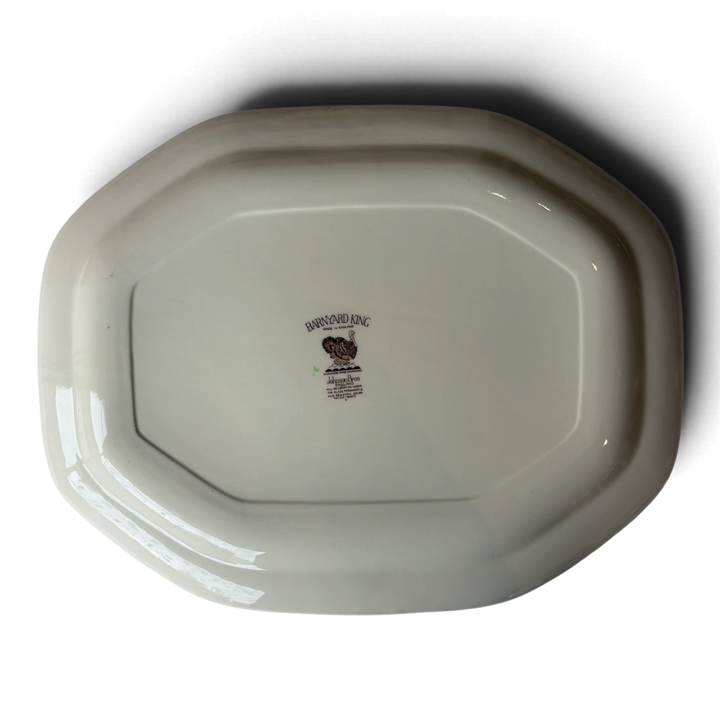 Vintage Johnson Brothers "Barnyard King" Turkey Platter | Large 20.5" Thanksgiving Serving Platter, Made in England