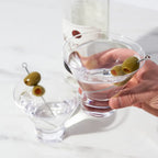 Heavy-Base Stemless Crystal Martini Glasses S/2