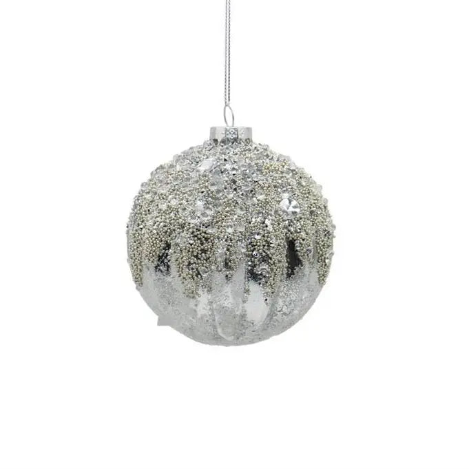 Silver Diamonds & Glitter Ornament