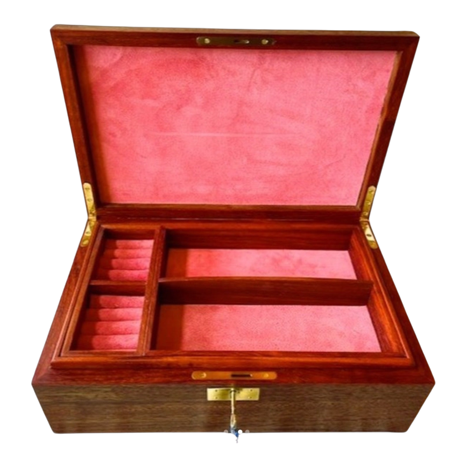 Large Handcrafted Jewelry Box w/ Tasseled Lock & Key
