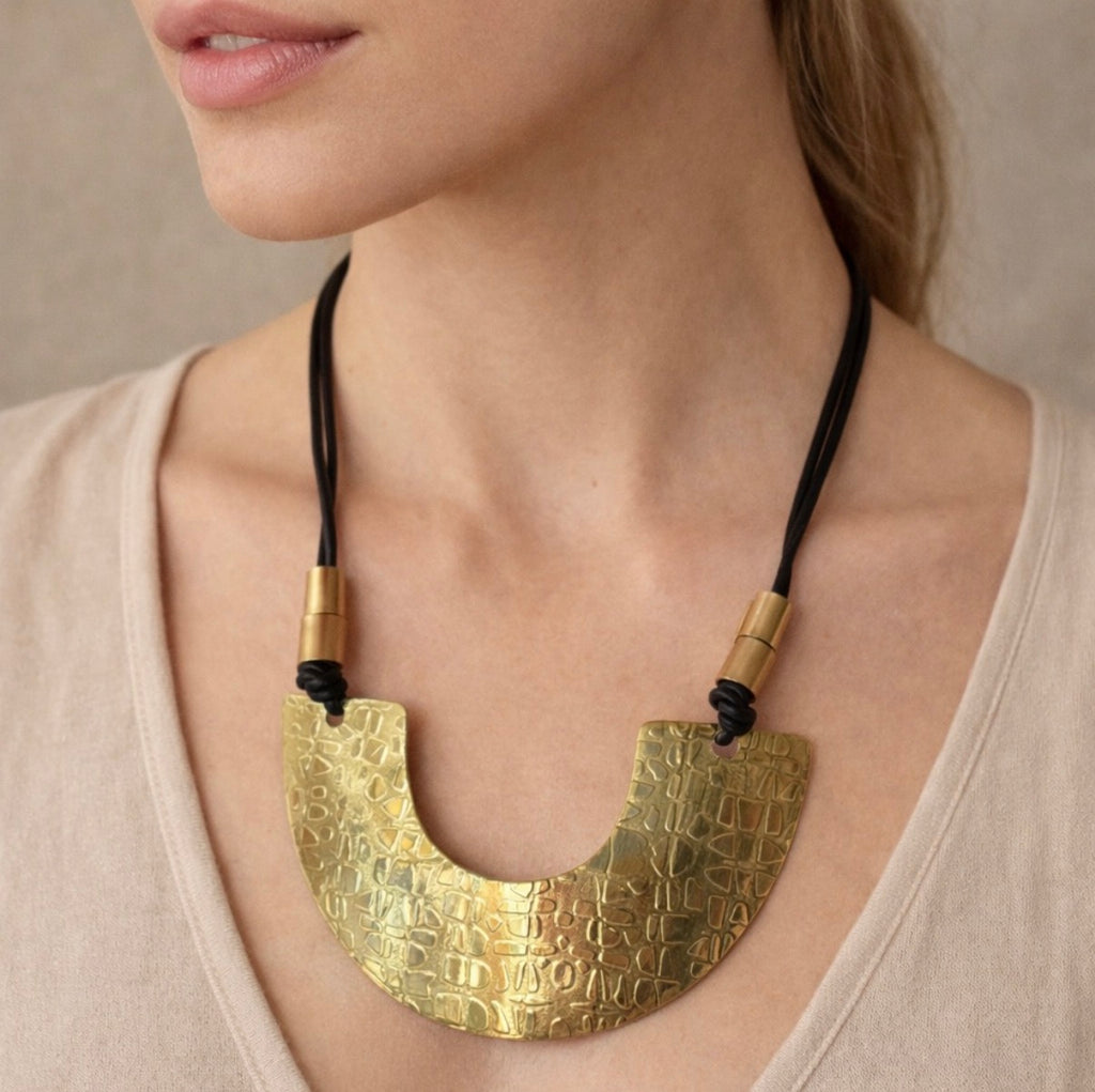 Brass & Leather Neckpiece