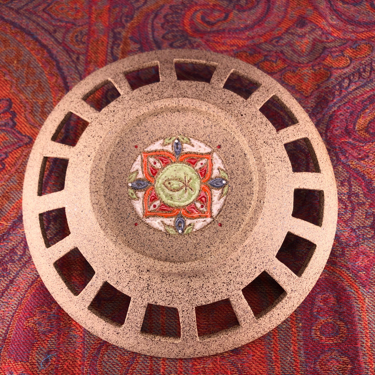 Stoneware Cutout Bowl | Hand-Painted Mandala Design