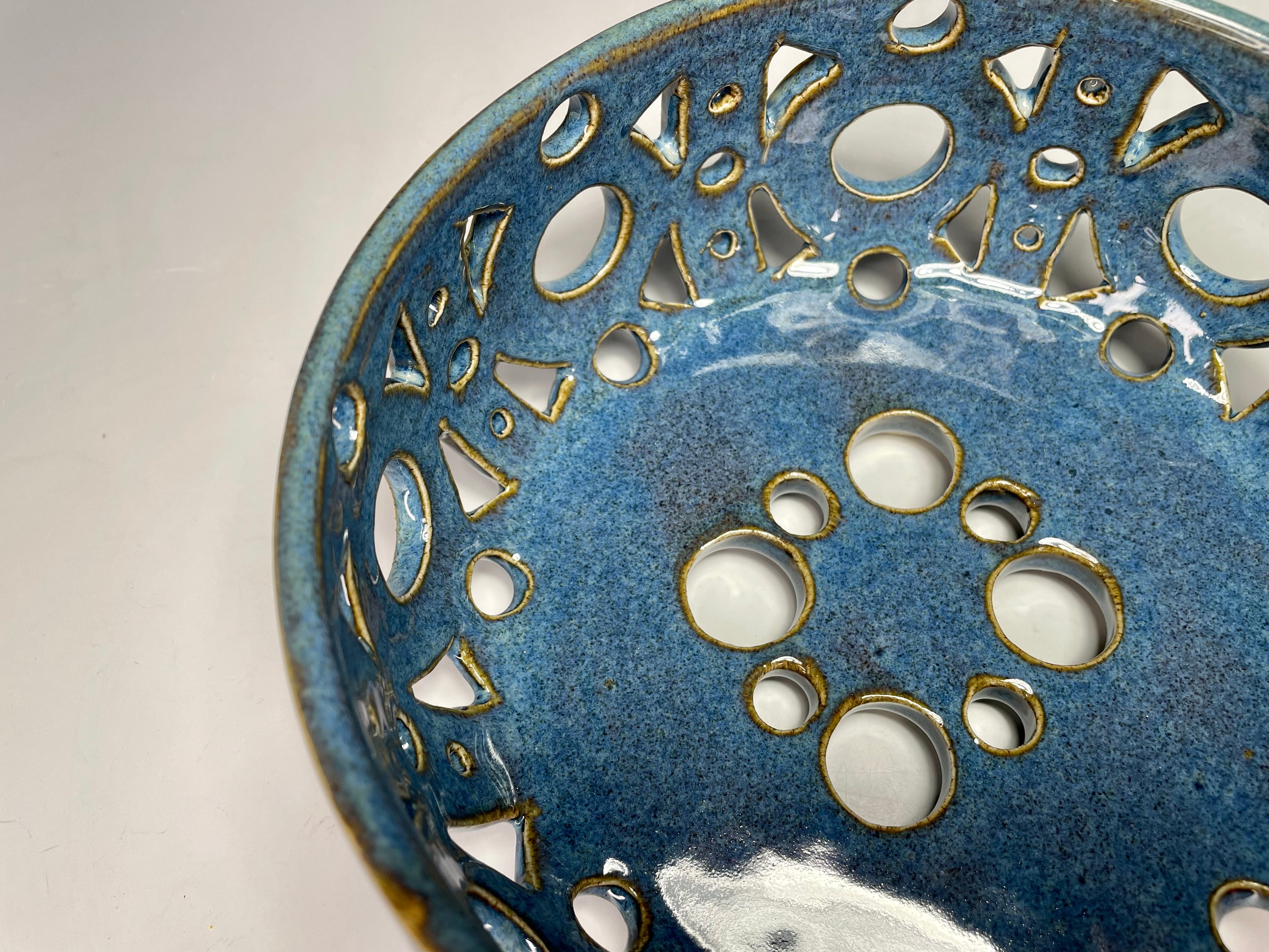 "Breaks So Blue" Pierced Stoneware Bowl