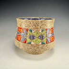 Banded Stoneware Bowl | Hand-Painted Mosaic Design
