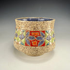 Banded Stoneware Bowl | Hand-Painted Mosaic Design