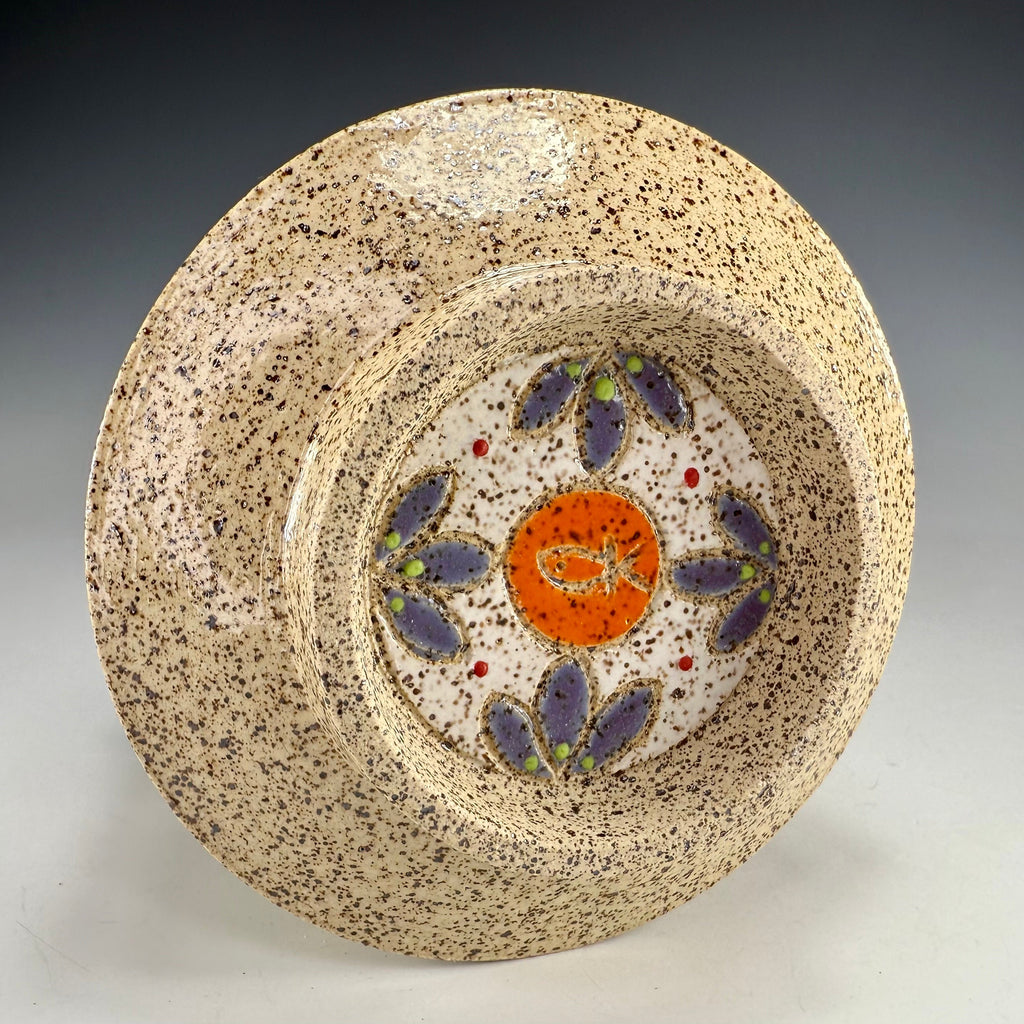 Banded Stoneware Bowl | Hand-Painted Mosaic Design