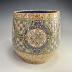 "Blueberry Patch" Carved Stoneware Mug | 18 oz | One of a Kind Artisan Vessel
