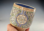 "Blueberry Patch" Carved Stoneware Mug | 18 oz | One of a Kind Artisan Vessel