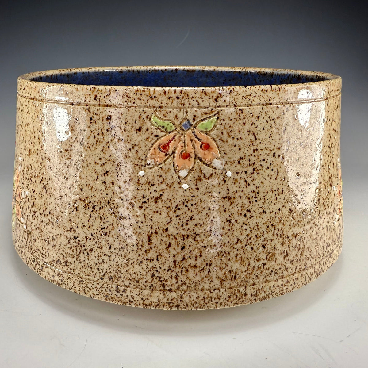 Stoneware Serving Bowl | Hand-Painted Floral Design