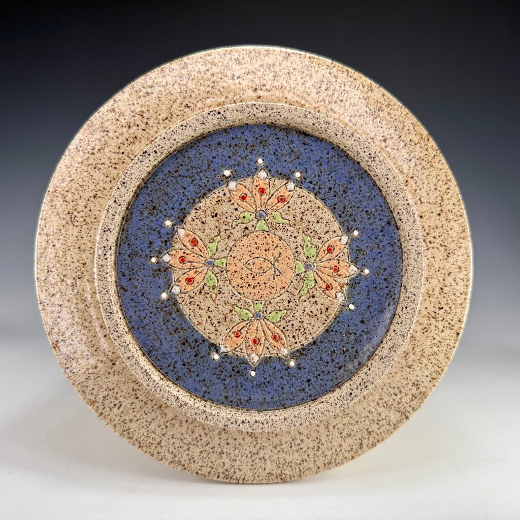Stoneware Serving Bowl | Hand-Painted Floral Design