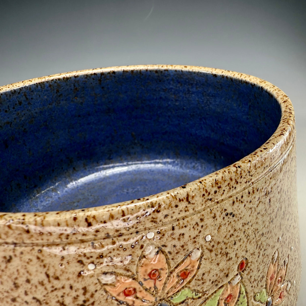 Stoneware Serving Bowl | Hand-Painted Floral Design