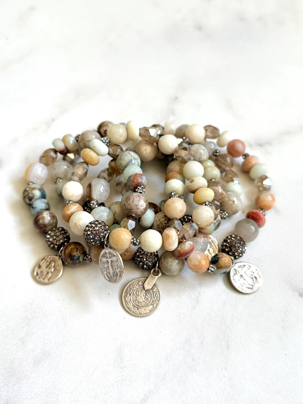 Dragon Skin Jasper w/ Religious Charm Bracelet