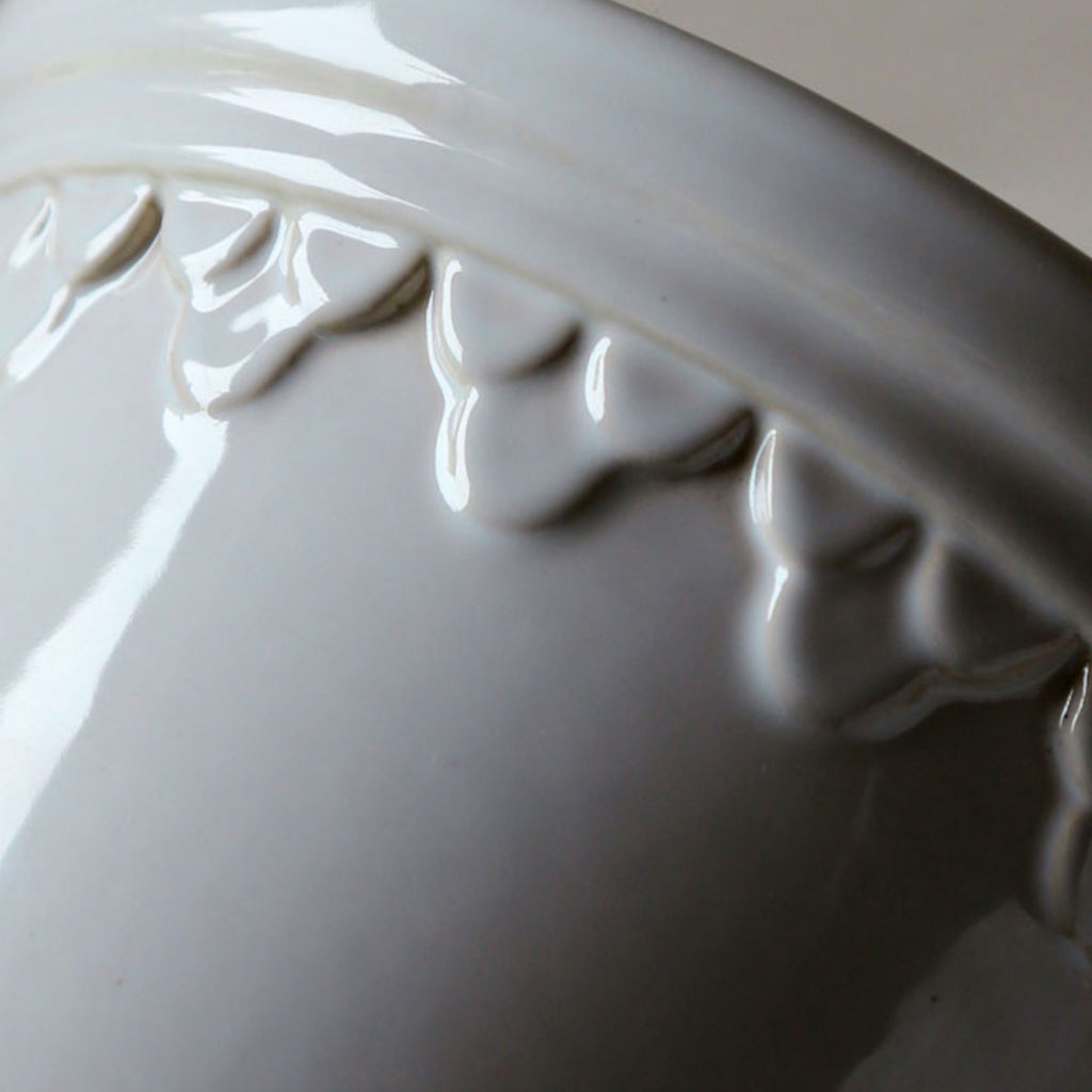 Castle 12 Mineral White Glazed Pot + Saucer