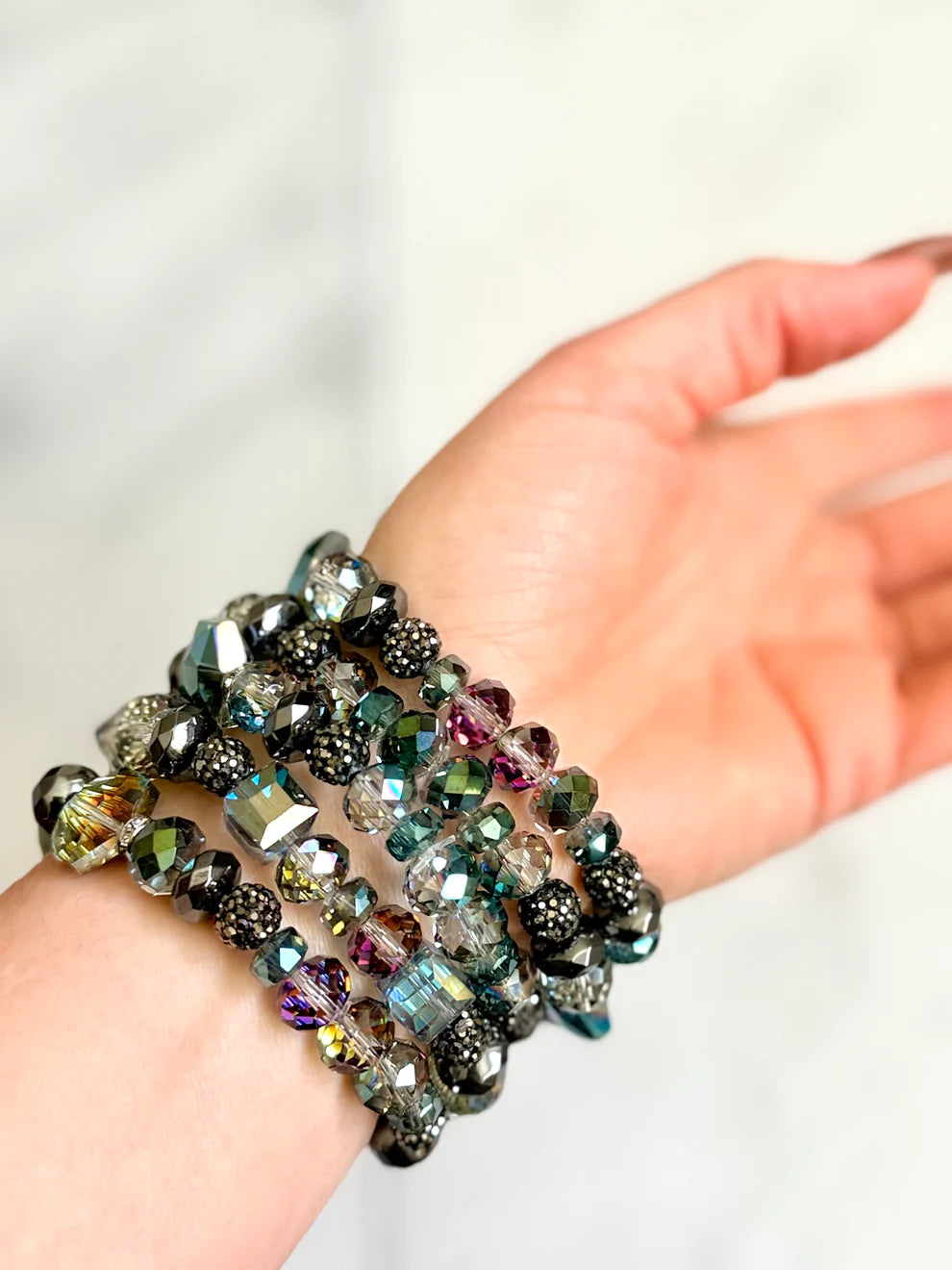 Aqua Crystals & Dragonskin Jasper Bracelet