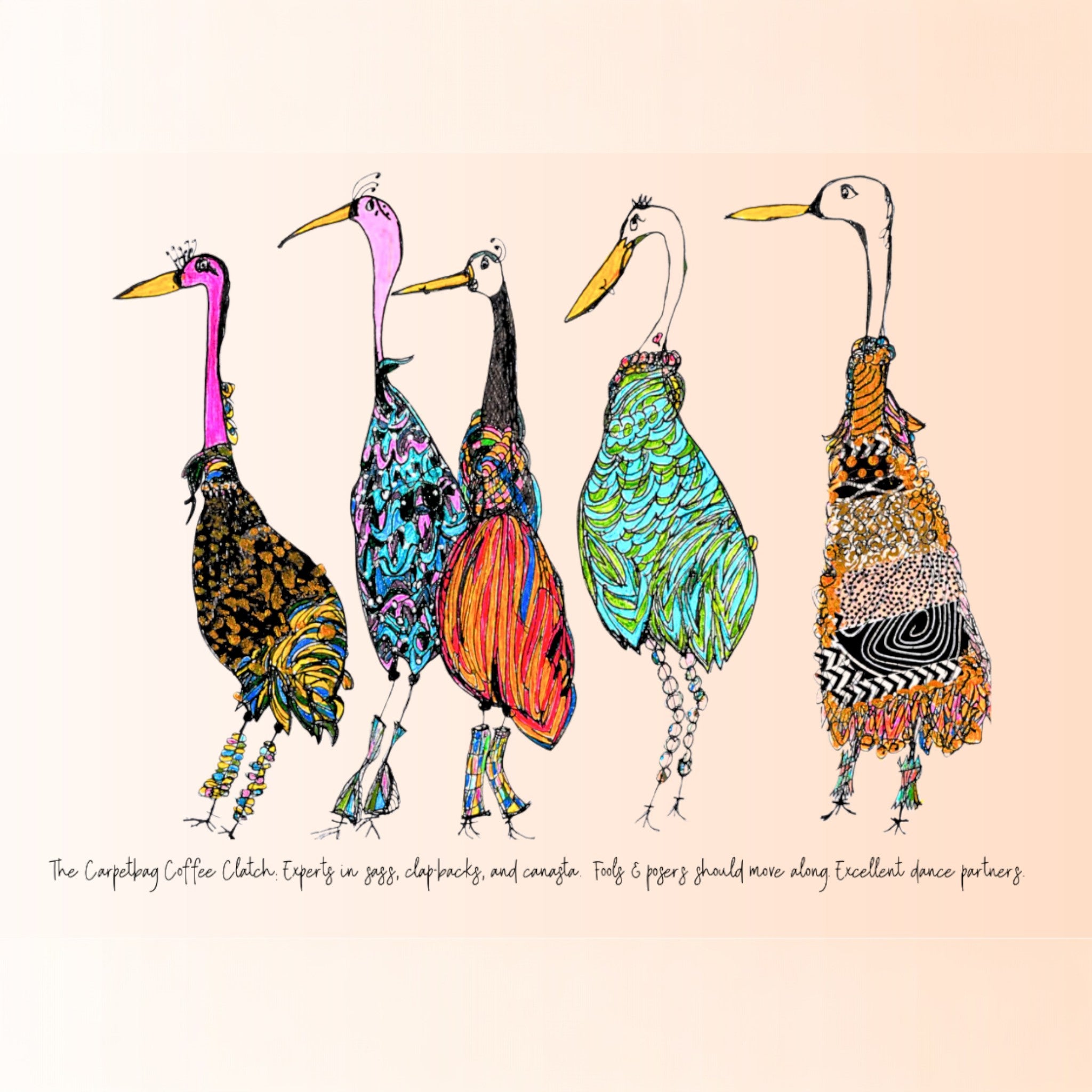 "Carpetbag Coffee Clatch" Greeting Card