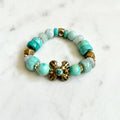 Turquoise-Inlaid Tibetan Brass Cross Bracelet