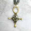 Ethiopian Cross Necklace w/ Vintage Rhinestones