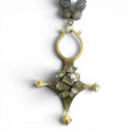 Ethiopian Cross Necklace — Brass, Hand-Placed Vintage Rhinestones & Czech Glass Beads | 28"
