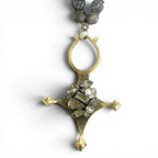 Ethiopian Cross Necklace — Brass, Hand-Placed Vintage Rhinestones & Czech Glass Beads | 28"