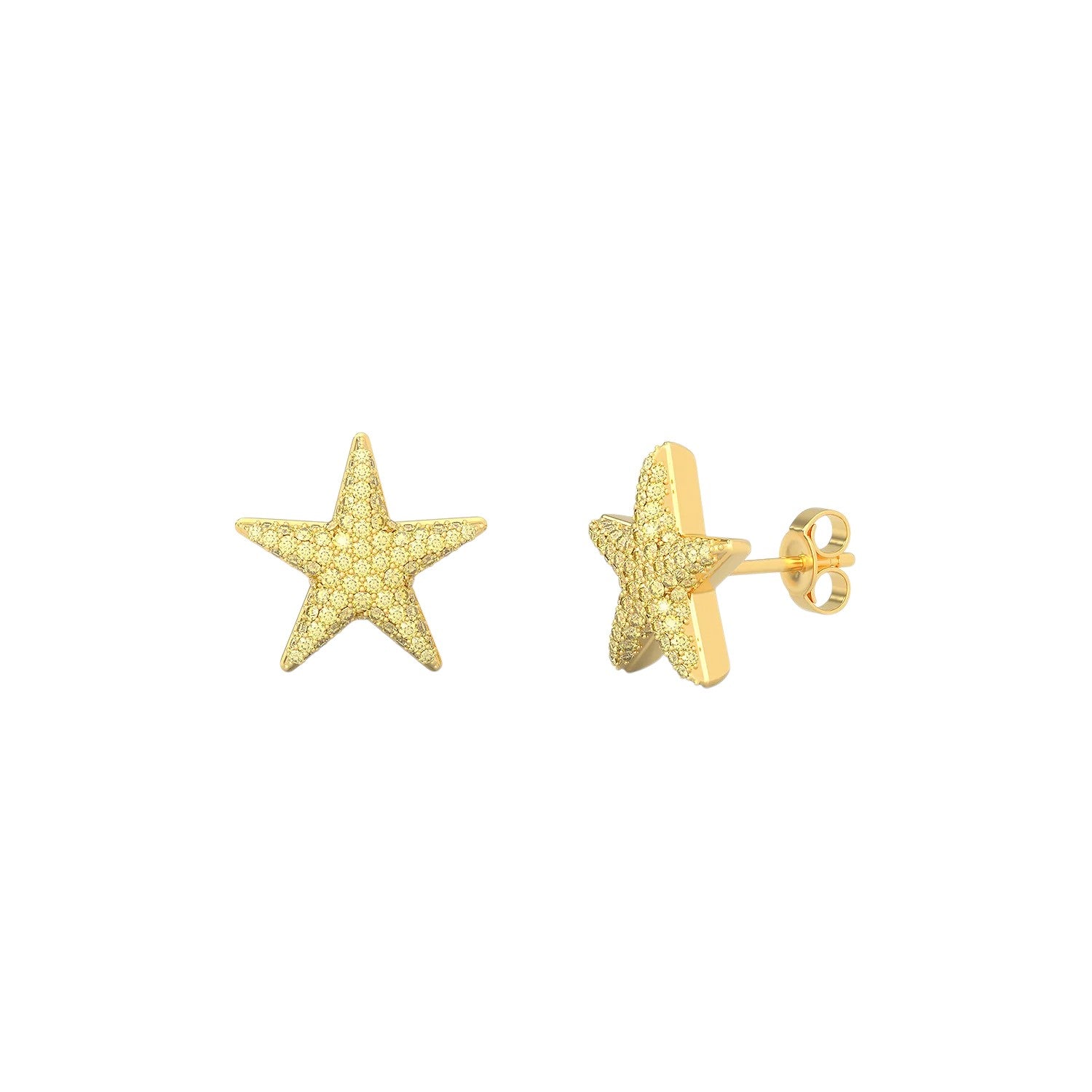 Medium Yellow Star Stud Earring