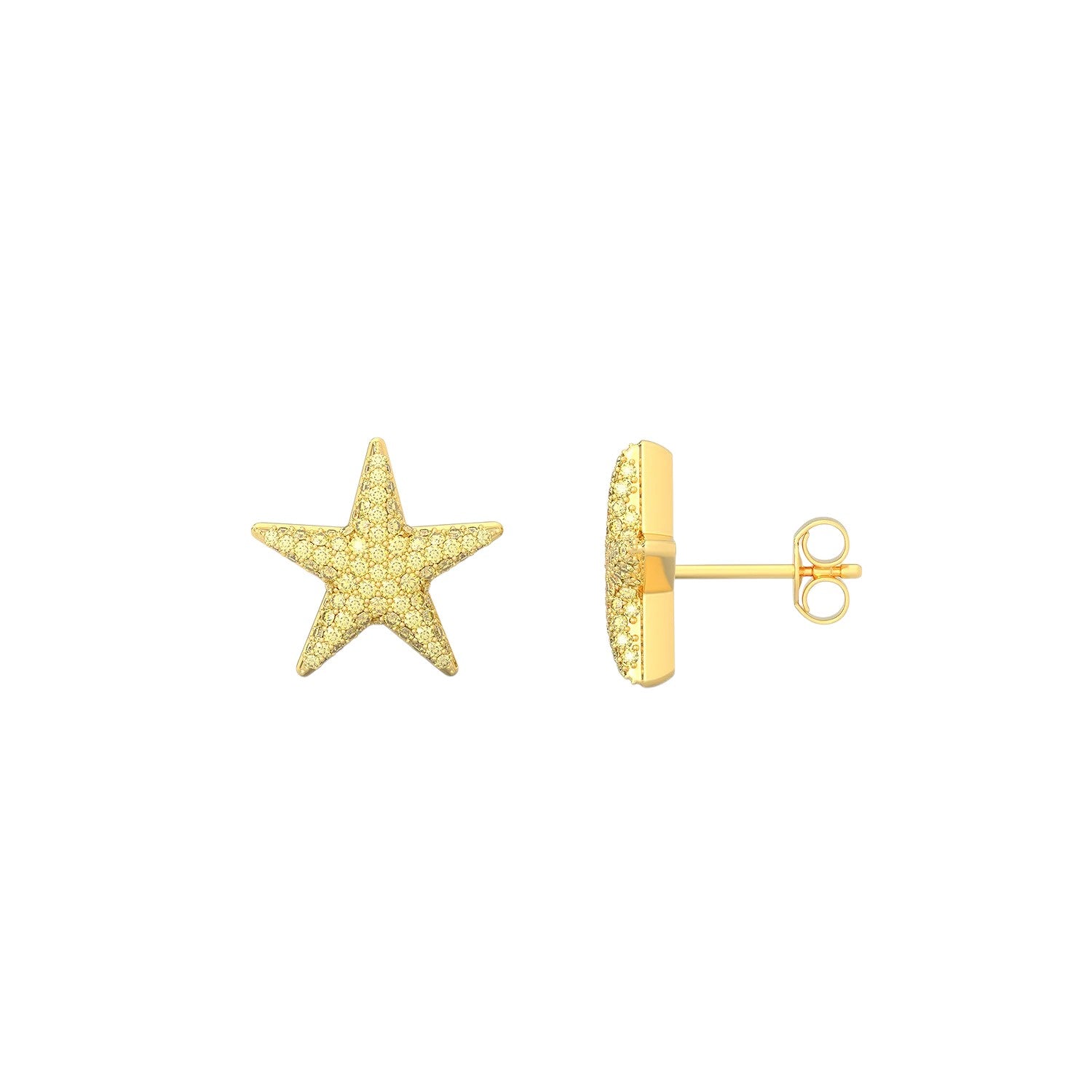 Medium Yellow Star Stud Earring