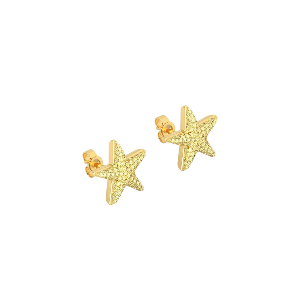 Medium Yellow Star Stud Earring