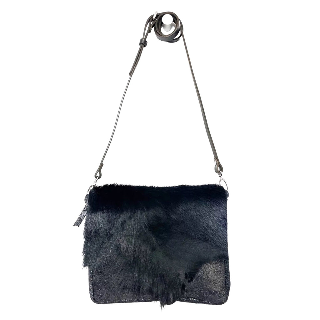 Midnight Sparkle w/ Italian Navy Fur Flap Handbag