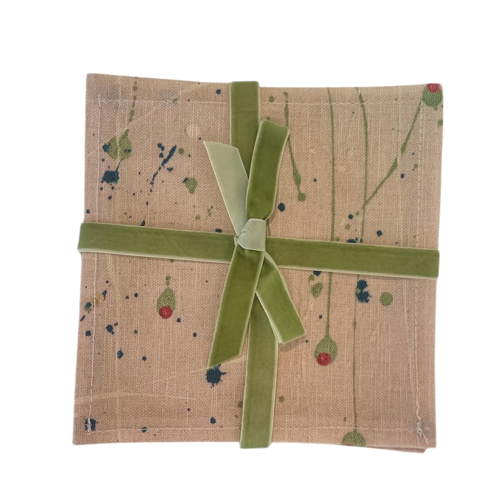 "Olives" Linen Cocktail Napkins | Set of 4