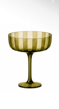 Stripe Coupe Glass | Olive
