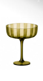 Stripe Coupe Glass | Olive